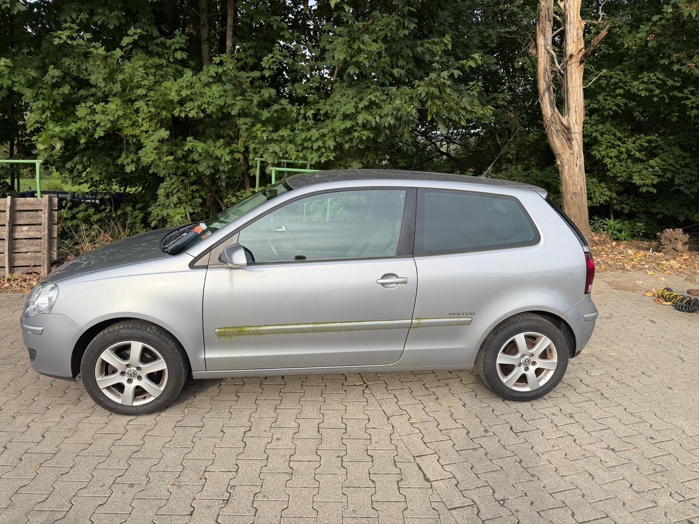 VW Polo vorher, mit Grünbelag an der Zierleiste